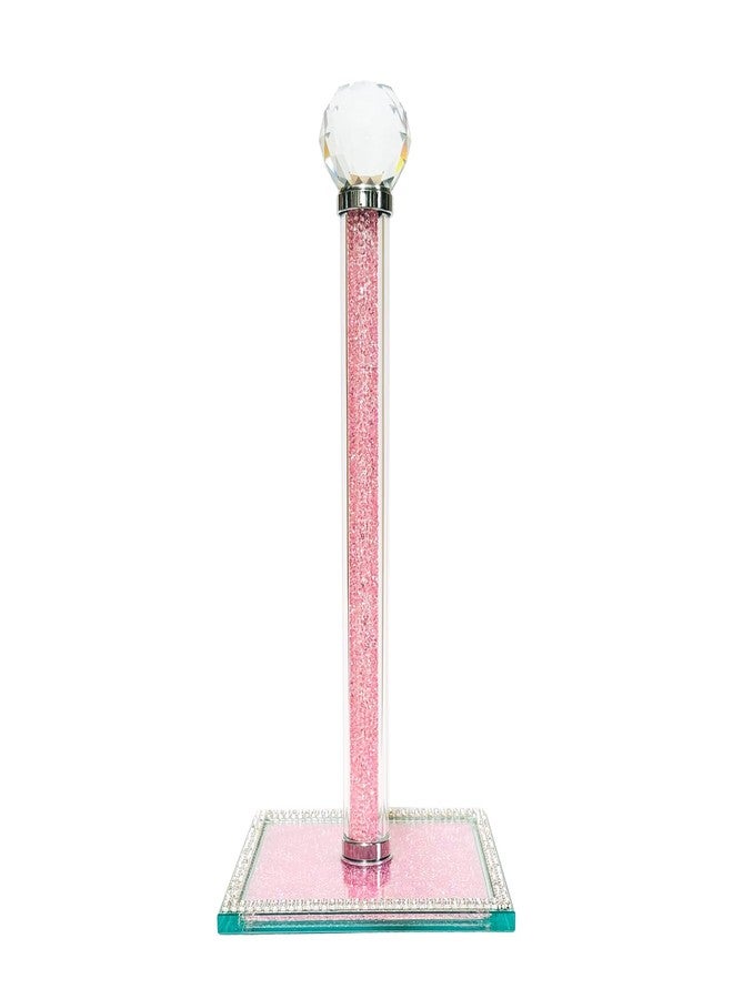 Qiuhome Crystal Paper Towel Holder Countertop Bling Pink Paper Towel Holder Stand - Image 1